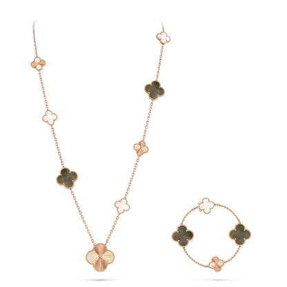 [Aetheris]DETACHABLE 15-MOTIF CLOVER STATEMENT SET - GREY MOTHER-OF-PEARL & LASER