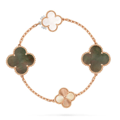 [Aetheris]DETACHABLE 15-MOTIF CLOVER STATEMENT SET - GREY MOTHER-OF-PEARL & LASER