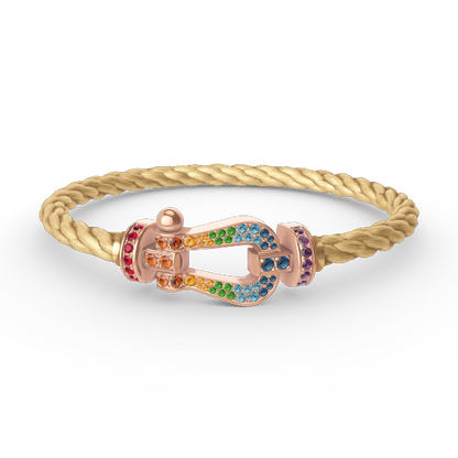 [Aetheris]FORCE LARGE HORSESHOE COLORED DIAMOND BRACELET - ROSE GOLD