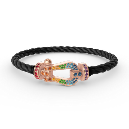[Aetheris]FORCE LARGE HORSESHOE COLORED DIAMOND BRACELET - ROSE GOLD