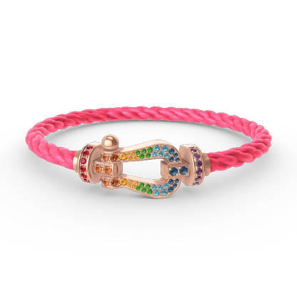 [Aetheris]FORCE LARGE HORSESHOE COLORED DIAMOND BRACELET - ROSE GOLD
