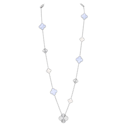 [Aetheris]DETACHABLE 15-MOTIF CLOVER STATEMENT SET - PURPLE CHALCEDONY & LASER