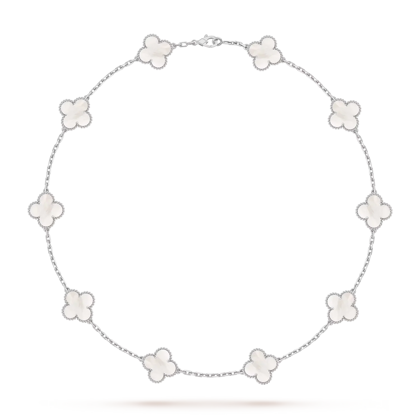 [Aetheris]CLASSIC LUCKY 10-MOTIF CLOVER NECKLACE WHITE GOLD COLLECTION