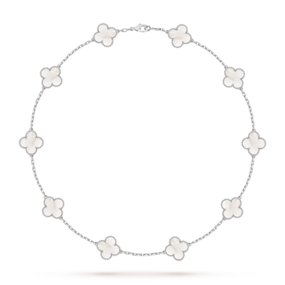 [Aetheris]CLASSIC LUCKY 10-MOTIF CLOVER NECKLACE WHITE GOLD COLLECTION