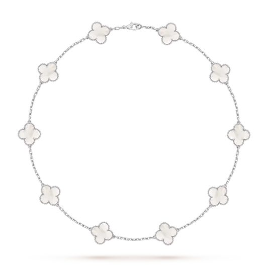 [Aetheris]CLASSIC LUCKY 10-MOTIF CLOVER NECKLACE WHITE GOLD COLLECTION