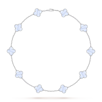 [Aetheris]CLASSIC LUCKY 10-MOTIF CLOVER NECKLACE WHITE GOLD COLLECTION