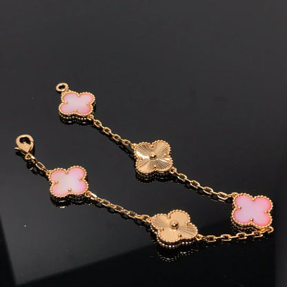 [Aetheris]LUCKY CLOVER 5-MOTIF BRACELET – KOLLEKTION ROSAFARBENES PERLMUTT