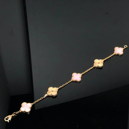 [Aetheris]LUCKY CLOVER 5-MOTIF BRACELET – KOLLEKTION ROSAFARBENES PERLMUTT