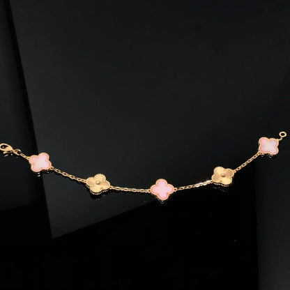 [Aetheris]LUCKY CLOVER 5-MOTIF BRACELET – KOLLEKTION ROSAFARBENES PERLMUTT