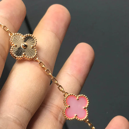 [Aetheris]LUCKY CLOVER 5-MOTIF BRACELET – KOLLEKTION ROSAFARBENES PERLMUTT