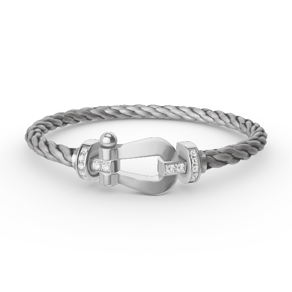 [Aetheris]FORCE LARGE HORSESHOE HALF DIAMOND BRACELET - WHITE GOLD