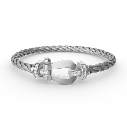 [Aetheris]FORCE LARGE HORSESHOE HALF DIAMOND BRACELET - WHITE GOLD
