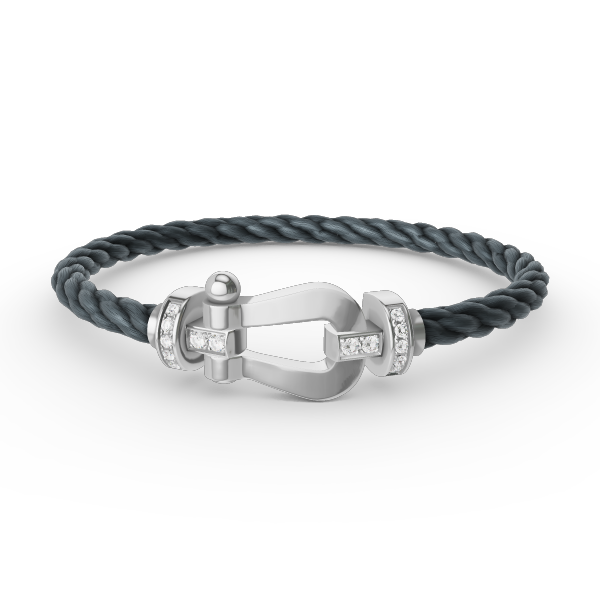 [Aetheris]FORCE LARGE HORSESHOE HALF DIAMOND BRACELET - WHITE GOLD