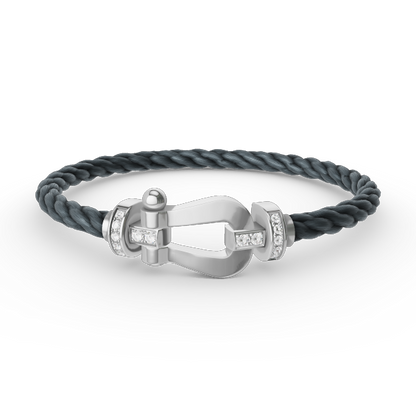 [Aetheris]FORCE LARGE HORSESHOE HALF DIAMOND BRACELET - WHITE GOLD