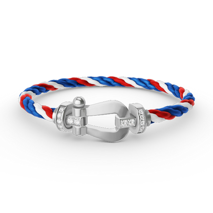[Aetheris]FORCE LARGE HORSESHOE HALF DIAMOND BRACELET - WHITE GOLD