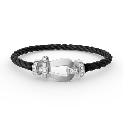 [Aetheris]FORCE LARGE HORSESHOE HALF DIAMOND BRACELET - WHITE GOLD