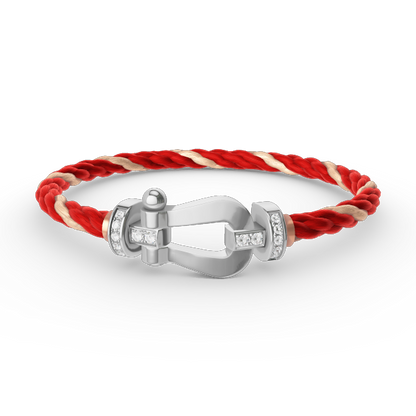 [Aetheris]FORCE LARGE HORSESHOE HALF DIAMOND BRACELET - WHITE GOLD