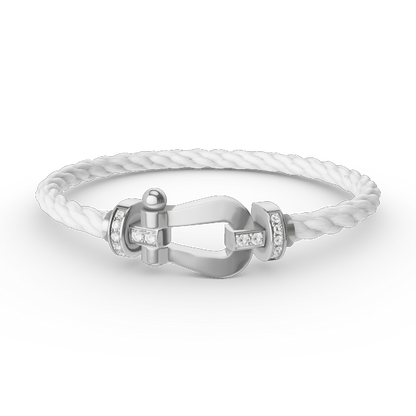 [Aetheris]FORCE LARGE HORSESHOE HALF DIAMOND BRACELET - WHITE GOLD